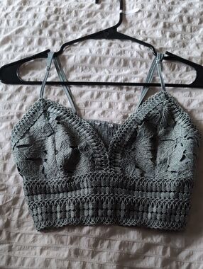 Women's Sage Green Crochet Bralette Top